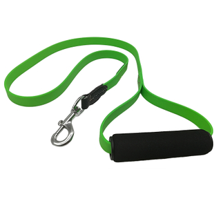 Custom Print Logo Soft Leather Padded Foam Handle Black Rubber Plastic Dog Lead for Yard 50ft
