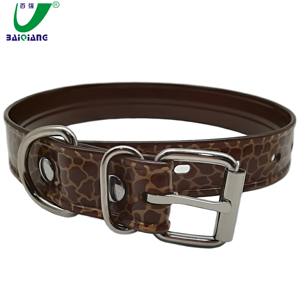 Plain Smooth Surface Nylon Webbing Custom Print Leopard Pattern Dog Collar